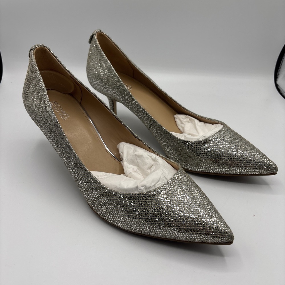 Michael Kors Women's MK Flex Kitten Pump Shoes Glitter Admiral Size 9M